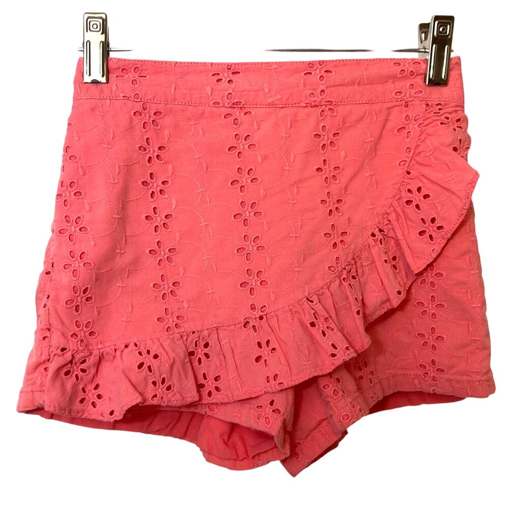 Janie and Jack Coral Pink Eyelet Lace Schiffli Embroidery Shorts Skirt Skort